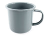 Falcon Enamel 500ml 9cm Mug - A grey enamel mug with a sturdy handle, measuring 500ml and 9cm in height. It features a logo.