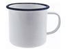 Falcon Enamel 350ml 8cm Mug - A white enamel mug with a blue rim, featuring a handle. The mug has a smooth, shiny finish and no visible branding.