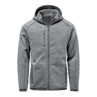 Men's Avalante Full Zip Fleece Hoody - A grey full zip fleece hoody with a hood and zippered pockets, featuring a logo on the chest.