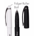 Fidget Gel Pen - A Fidget Gel Pen in white and black, featuring a roller ball tip and a sleek design with a logo.