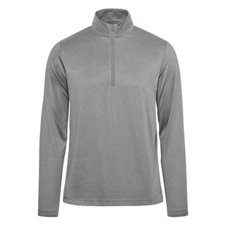 Men's Volante H2X-DRY 1/4 Zip Pullover - A grey men's pullover featuring a 1/4 zip design and long sleeves. It has a logo on the chest.