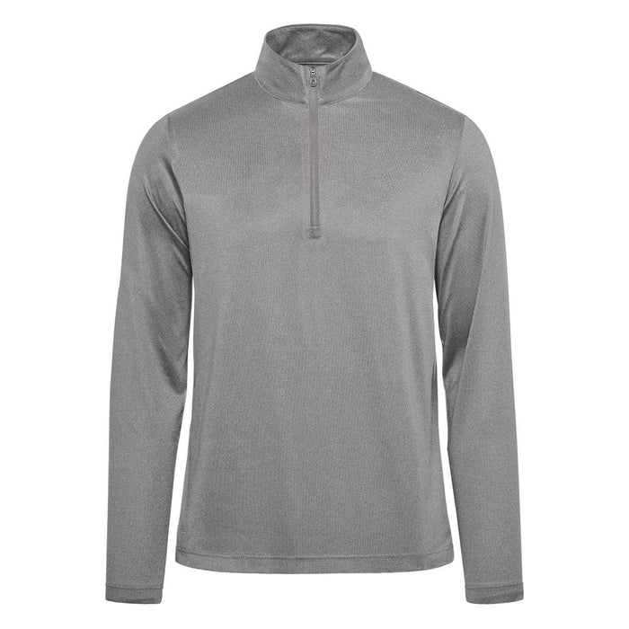 Men's Volante H2X-DRY 1/4 Zip Pullover - A grey men's pullover featuring a 1/4 zip design and long sleeves. It has a logo on the chest.