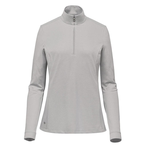 Women's Sonora 1/4 Zip Pullover - A grey women's pullover featuring a 1/4 zip and long sleeves, with a small logo on the lower side.