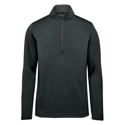 Men's Zermatt 1/4 Zip Pullover - A black men's pullover featuring a 1/4 zip and long sleeves, with a logo on the design.