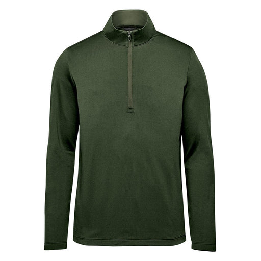 Men's Zermatt 1/4 Zip Pullover - A green men's 1/4 zip pullover with long sleeves and a high collar. It features a small logo on the chest.