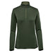 Women's Zermatt 1/4 Zip Pullover - A women's pullover in dark green with a 1/4 zip and long sleeves, featuring a logo on the chest.