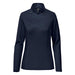 Women's Monterey 1/4 Zip Pullover - A navy women's pullover with a quarter zip and long sleeves. The design includes a logo on the garment.