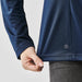 Women's Monterey 1/4 Zip Pullover - A close-up of a navy blue women's pullover featuring long sleeves and a subtle logo at the hem.