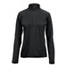 Women's Mesa 1/4 Zip Pullover - A black women's pullover with a quarter zip and long sleeves, featuring a subtle texture and a logo.