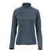 Women's Mesa 1/4 Zip Pullover - A women's pullover in a dark grey colour, featuring a 1/4 zip and long sleeves. It has a subtle texture and a logo.