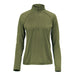 Women's Mesa 1/4 Zip Pullover - A women's pullover in olive green with a quarter zip and long sleeves, featuring a logo on the front.