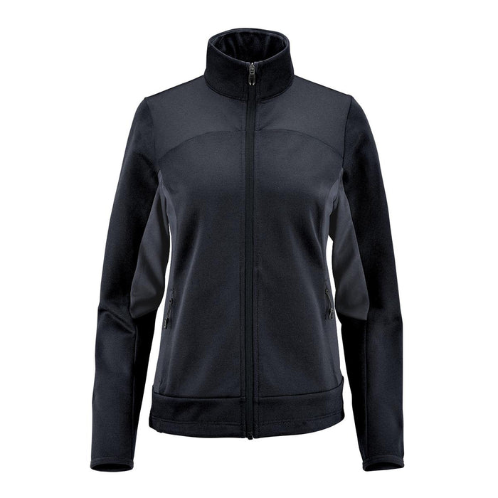 Women's Appaloosa Knit Jacket - A Women's Appaloosa Knit Jacket in black, featuring a zip front and high collar, with side pockets and a logo.