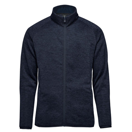 Men's Yosemite Full Zip Fleece Jacket - A full zip fleece jacket in navy blue featuring a high collar and a visible zipper. The jacket has a logo.