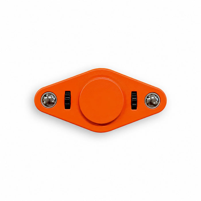 Vibro Fidget Spinner - An orange Vibro Fidget Spinner with two textured knobs and silver balls on each side.