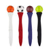 Sport’s Ball Fidget Spinner Pen - A collection of four fidget spinner pens in white, red, purple, and black, each topped with a different sports ball.