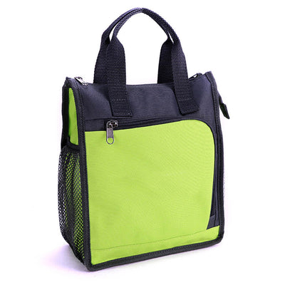 Arial Carry Bag - A compact carry bag in black and vibrant green with zip closure and a mesh side pocket. It features sturdy handles.