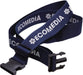 Destination Luggage Strap - A blue luggage strap featuring a logo, designed for securing bags. It has a buckle closure for convenience.