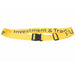 Destination Luggage Strap - A yellow luggage strap with a buckle, featuring a logo and text along its length.