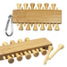 Bamboo Golf Tee Set - A bamboo golf tee set featuring multiple tees stored on a holder with a carabiner. The tees are natural wood colour.