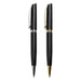 Prime Premium Pen Gift Set - A set of two metal pens in black with silver and gold accents, featuring sleek designs and clips.
