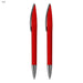 ARCA Luxe Pen Gift Set - A set of two red plastic pens with silver accents and a branding logo on each pen.
