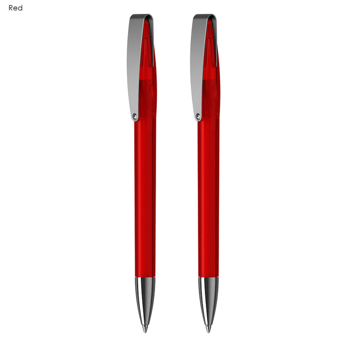 COBRA MM Deluxe Pen Gift Set - A set of two red pens with silver accents, featuring a sleek design and clip.