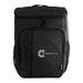 Picnic Pack - A black backpack with a front pocket, mesh side pockets, and a logo on the front.