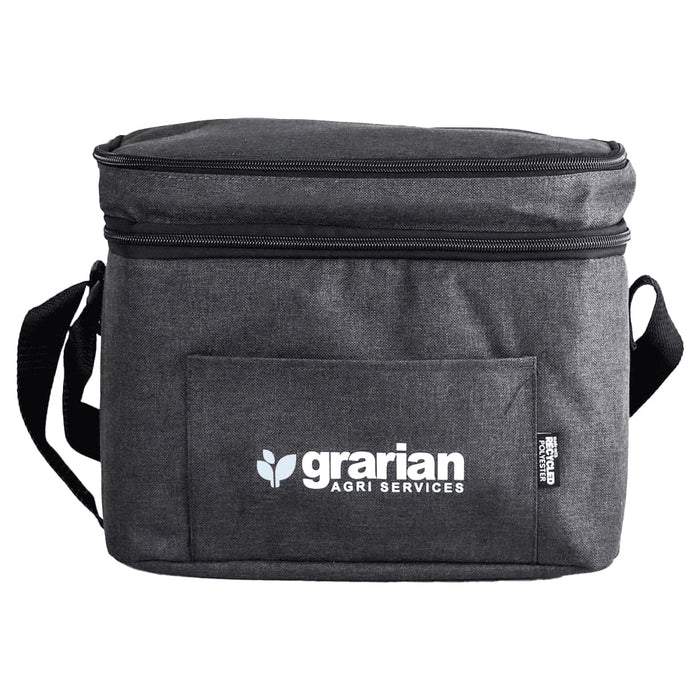 Outdoor Pack - A grey insulated cooler bag with a zip closure and a shoulder strap, featuring a logo on the front.