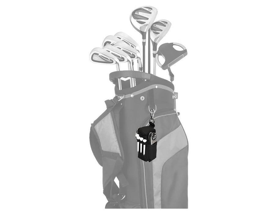 Tournament Golf Pack - A golf bag featuring clubs and a black and white themed accessory with a logo.