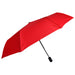 Poppins Umbrella - A red umbrella with a black handle and a compact design, featuring a logo on the handle.
