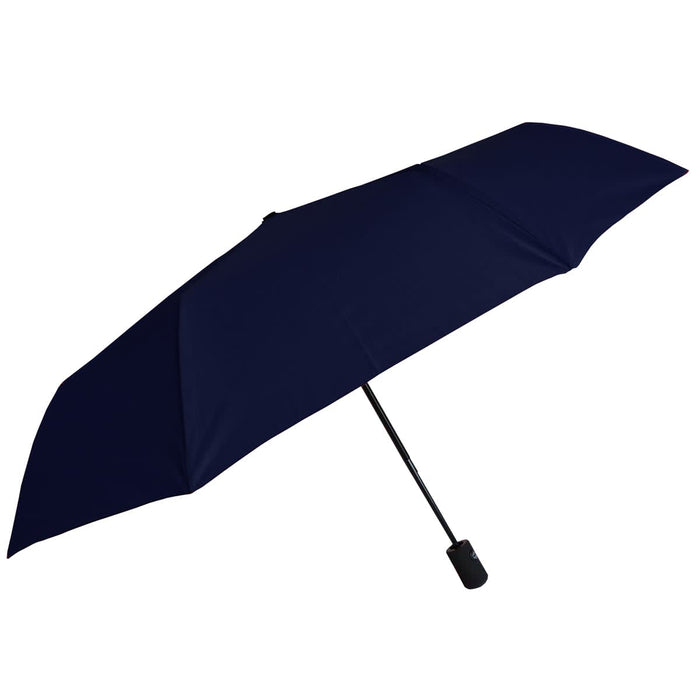 Poppins Umbrella - A navy blue umbrella with a sturdy handle and a sleek design. It features a simple, modern style and has a logo.