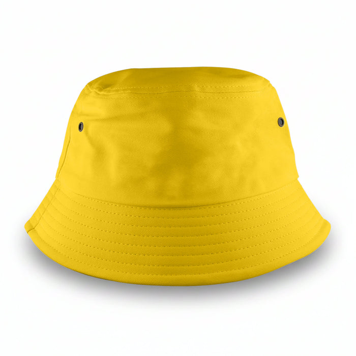 Long Beach Bucket Hat – Medium - A yellow bucket hat with a wide brim and two black eyelets, featuring a simple design without any visible branding.
