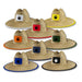 Beach Straw Hat - A collection of straw hats in various colours, featuring a logo on the front, arranged in a grid pattern.