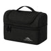 High Sierra Lunch Bag - A black lunch bag with a zippered compartment and a carry handle, featuring a logo on the front.