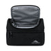 High Sierra Lunch Bag - A black insulated lunch bag with a zippered opening and grey interior, featuring a logo on the front.