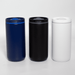 The Siena 450ml Vacuum Tumbler - A drink bottle set featuring three vacuum tumblers in navy blue, black, and white, each with a lid and branding.