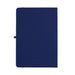 Recycled Spectrum A5 JournalBook - A navy blue A5 journal with a sleek cover and an elastic closure. It has a logo on the front.