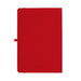 Recycled Spectrum A5 JournalBook - A red A5 journal with a smooth cover and a closure strap, featuring a logo on the front.