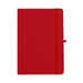 Recycled Spectrum A5 JournalBook - A red A5 journal with a matching elastic band closure and a bookmark, featuring a logo on the cover.