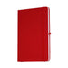 Recycled Spectrum A5 JournalBook - A red A5 journal with a hardcover and an elastic band closure, featuring a logo on the front.