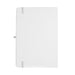Recycled Spectrum A5 JournalBook - A recycled white A5 journal with a smooth cover and grey elastic closure, featuring a logo on the front.