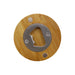 Round Bamboo Bottle Opener - A round bamboo bottle opener with a stainless steel opening mechanism and two mounting screws.