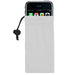 Micro Fibre Camera/Mobile Phone Pouch - A grey microfibre pouch designed to hold a mobile phone, featuring a drawstring closure and an attached key.