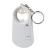 Smily Torch Tape Bottle Opener Key Ring - A drink bottle opener key ring in white with a smiling face design and a keychain attachment.