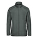 Men's Pacifica Full Zip Jacket - A men's full zip jacket in dark grey with a sleek design and a high collar, featuring a logo.