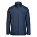 Men's Pacifica Full Zip Jacket - A navy blue men's full zip jacket with a stand-up collar and a logo on the chest.