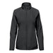 Women's Pacifica Full Zip Jacket - A women's full zip jacket in black with a collar and a branding logo.