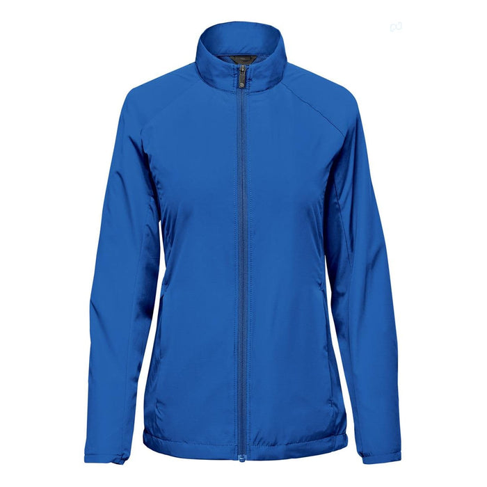 Women's Pacifica Full Zip Jacket - A women's full zip jacket in bright blue with a collar and a logo on the chest.