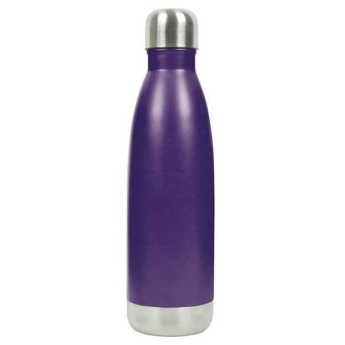 Classic 500ml Water Bottle - A drink bottle in a rich purple shade with a stainless steel cap, featuring a smooth, sleek design and a logo.