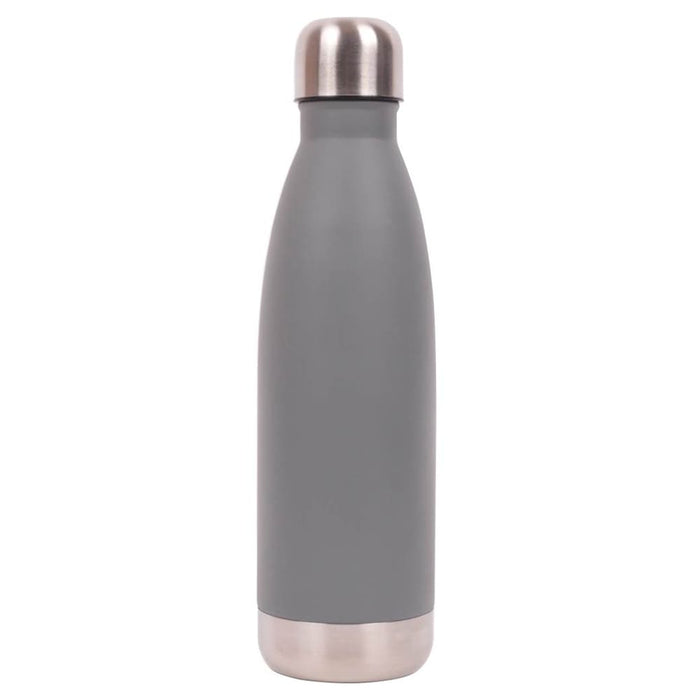 Classic 500ml Water Bottle - A drink bottle in grey with a stainless steel base and cap, featuring a sleek, modern design.
